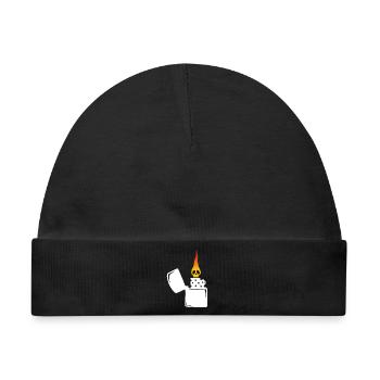 Flammenschädel und weißes Feuerzeug - Baby Premium Organic Mütze - Schwarz - Vorne