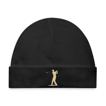 Golfer Abschlag Silhouette - Herren Design - Baby Premium Organic Mütze - Schwarz - Vorne