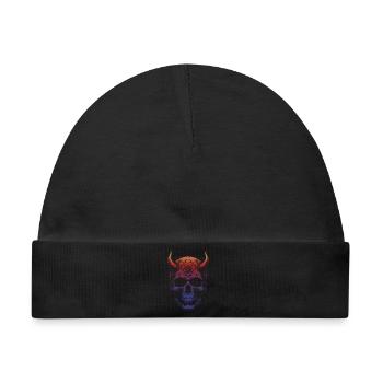 Totenkopf mit Hörnern - Baby Premium Organic Mütze - Schwarz - Vorne