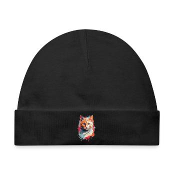 Süße dreifarbige Katze - Baby Premium Organic Mütze - Schwarz - Vorne