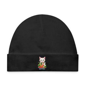 Bio Katze - Baby Premium Organic Mütze - Schwarz - Vorne