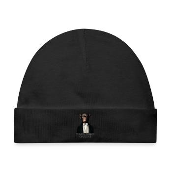 Elegante Schimpansen-Couture | Eleganter Affe im Smoking - Baby Premium Organic Mütze - Schwarz - Vorne