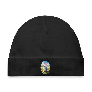 Osterhase mit Ei, Oval - Baby Premium Organic Mütze - Schwarz - Vorne