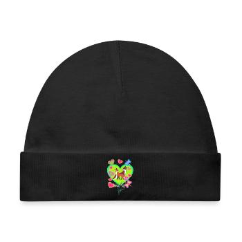 Retro Fuchs Füchse Vintage 80er 90er Füchsin - Baby Premium Organic Mütze - Schwarz - Vorne