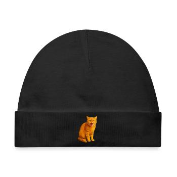 Fauchende orange getigerte Katze - Baby Premium Organic Mütze - Schwarz - Vorne