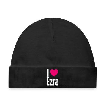 I Love Ezra Pinkes Herz Ich liebe Ezra - Baby Premium Organic Mütze - Schwarz - Vorne