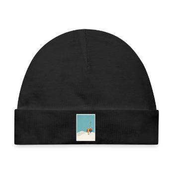 Schneebedecktes Skilift-Duo - Baby Premium Organic Mütze - Schwarz - Vorne