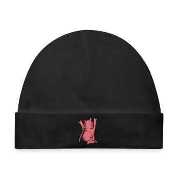 Rock Katze Rückenansicht – Devil Horns - Baby Premium Organic Mütze - Schwarz - Vorne