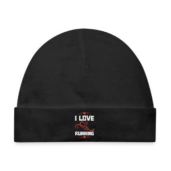 LaufLiebe Herzdesign - Baby Premium Organic Mütze - Schwarz - Vorne