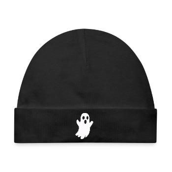 Weißer Geister-Silhouette Print - Baby Premium Organic Mütze - Schwarz - Vorne