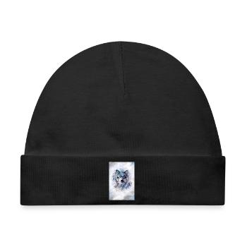 Wolf im Schneesturm grey Version - Baby Premium Organic Mütze - Schwarz - Vorne