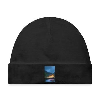 Charmante Hütte am See - Baby Premium Organic Mütze - Schwarz - Vorne