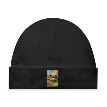 Charmante Hütte am See - Baby Premium Organic Mütze - Schwarz - Vorne