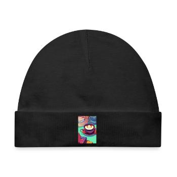 Kaffee, Kaffeebohnen - Baby Premium Organic Mütze - Schwarz - Vorne