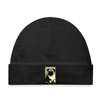 Mops Hund - Baby Premium Organic Mütze - Schwarz - Vorne