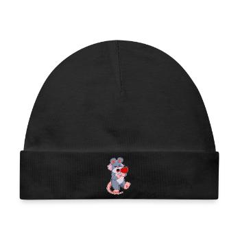 Maus Braut Schleier Hochzeit - Baby Premium Organic Mütze - Schwarz - Vorne