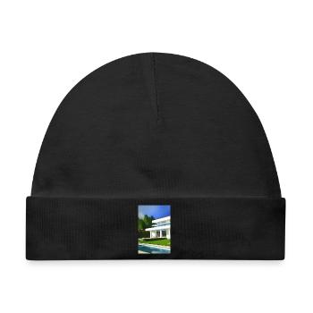 Weiße Villa mit Pool - Baby Premium Organic Mütze - Schwarz - Vorne
