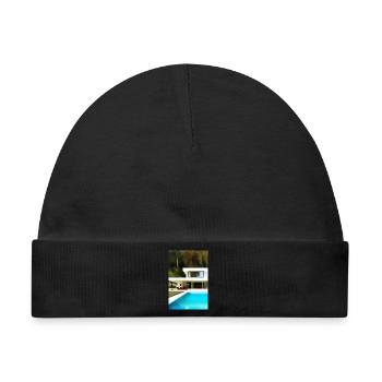 Weiße Villa mit Pool - Baby Premium Organic Mütze - Schwarz - Vorne
