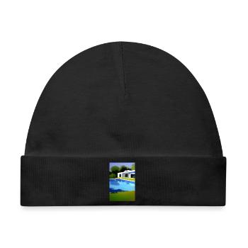 Weiße Villa mit Pool - Baby Premium Organic Mütze - Schwarz - Vorne
