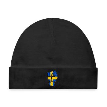 Schweden Flagge Faust Hand Symbol used - Baby Premium Organic Mütze - Schwarz - Vorne