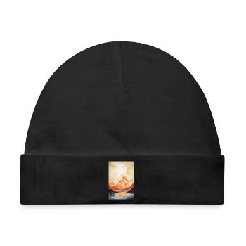 Berglandschaft mit Sonnenuntergang - Baby Premium Organic Mütze - Schwarz - Vorne