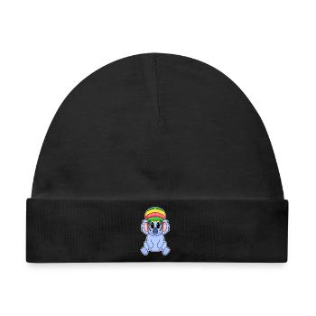 Rasta Koala - Baby Premium Organic Mütze - Schwarz - Vorne