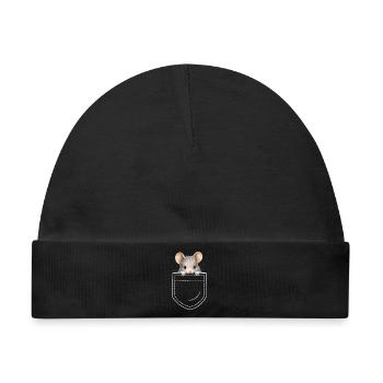 Maus Mäuse - Baby Premium Organic Mütze - Schwarz - Vorne