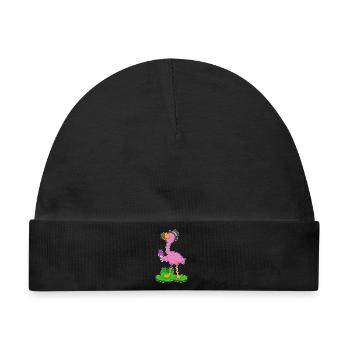 Flamingo Waffeleis - Baby Premium Organic Mütze - Schwarz - Vorne