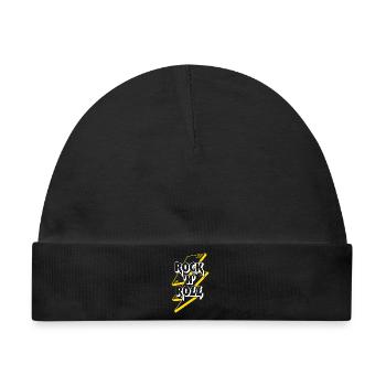 Rock'n'Roll Text Logo mit Blitz - Baby Premium Organic Mütze - Schwarz - Vorne