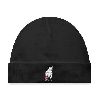 Einhorn Braut Schleier Hochzeit - Baby Premium Organic Mütze - Schwarz - Vorne