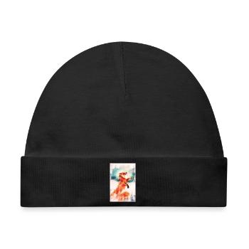 Winter Fuchs. - Baby Premium Organic Mütze - Schwarz - Vorne