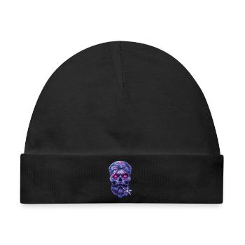 Mystische skull mit Talisman und Edelweiss - Baby Premium Organic Mütze - Schwarz - Vorne