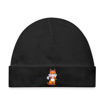 Fuchs Braut Schleier Hochzeit - Baby Premium Organic Mütze - Schwarz - Vorne