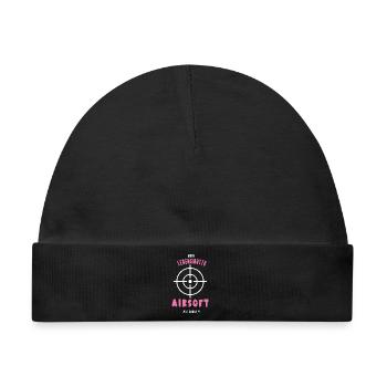 Airsoft Airsofterin Spieler Softairspiel Air-Soft - Baby Premium Organic Mütze - Schwarz - Vorne