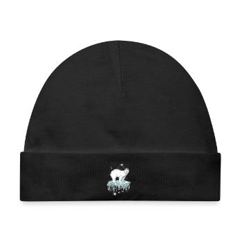 Majestätischer Eisbär mit Krone auf Eisscholle - Baby Premium Organic Mütze - Schwarz - Vorne