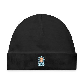 Winterbär Let It Snow - Baby Premium Organic Mütze - Schwarz - Vorne