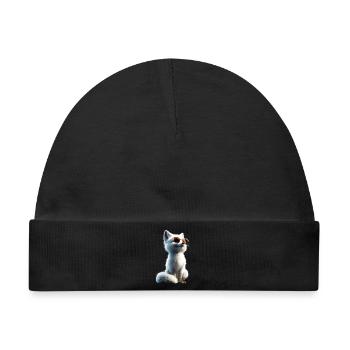 Polarfuchs Schneefuchs Eisfuchs Süßer Weißer Fuchs - Baby Premium Organic Mütze - Schwarz - Vorne