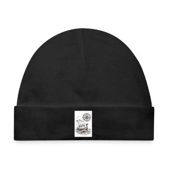 Compass Viking Segelschiff - Baby Premium Organic Mütze - Schwarz - Vorne