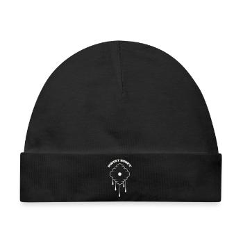 Honigwabe Tropfen Design - Baby Premium Organic Mütze - Schwarz - Vorne