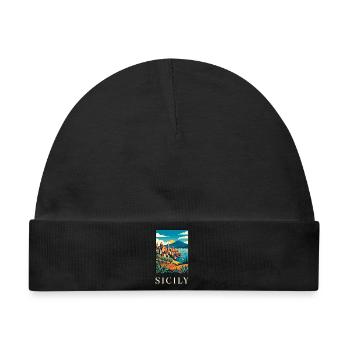 Sizilianische Küstenlandschaft in kräftiger Farbe Italien Reisen - Baby Premium Organic Mütze - Schwarz - Vorne