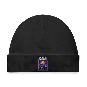 Shiba Inu DJ: Eat Sleep Rave Repeat Streetwear - Baby Premium Organic Mütze - Schwarz - Vorne