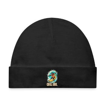 Chill Bro Affe Auf Banane Surfen Sommer Spaß - Baby Premium Organic Mütze - Schwarz - Vorne