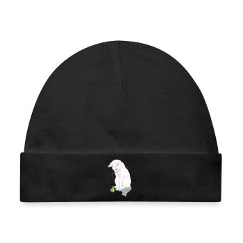 weiße Katze trifft Frosch - Baby Premium Organic Mütze - Schwarz - Vorne