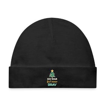 Ich war fast immer brav – Weihnachtsshirt Kinder - Baby Premium Organic Mütze - Schwarz - Vorne