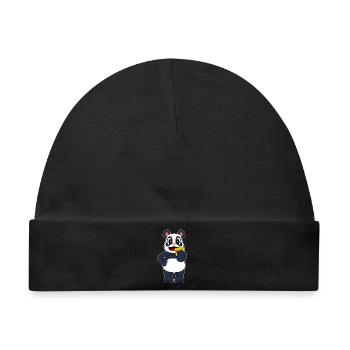 Panda Poker Pokerkarten - Baby Premium Organic Mütze - Schwarz - Vorne