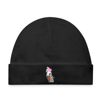 Eisbär in freier Wildbahn an der Eisdiele, LECKER! - Baby Premium Organic Mütze - Schwarz - Vorne
