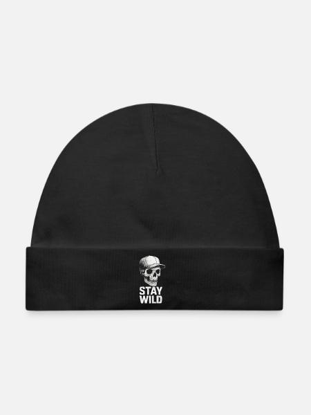 Streetart Totenkopf Stay Wild Urban Style - Baby Premium Organic Mütze - Schwarz