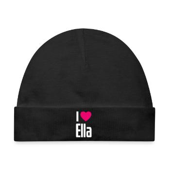 I Love Ella Pinkes Herz Ich liebe Ella - Baby Premium Organic Mütze - Schwarz - Vorne