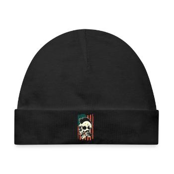 Punk Schädel auf US-Flagge - Baby Premium Organic Mütze - Schwarz - Vorne