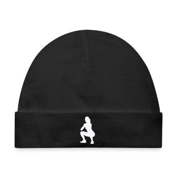 Frau Silhouette Squat - Baby Premium Organic Mütze - Schwarz - Vorne